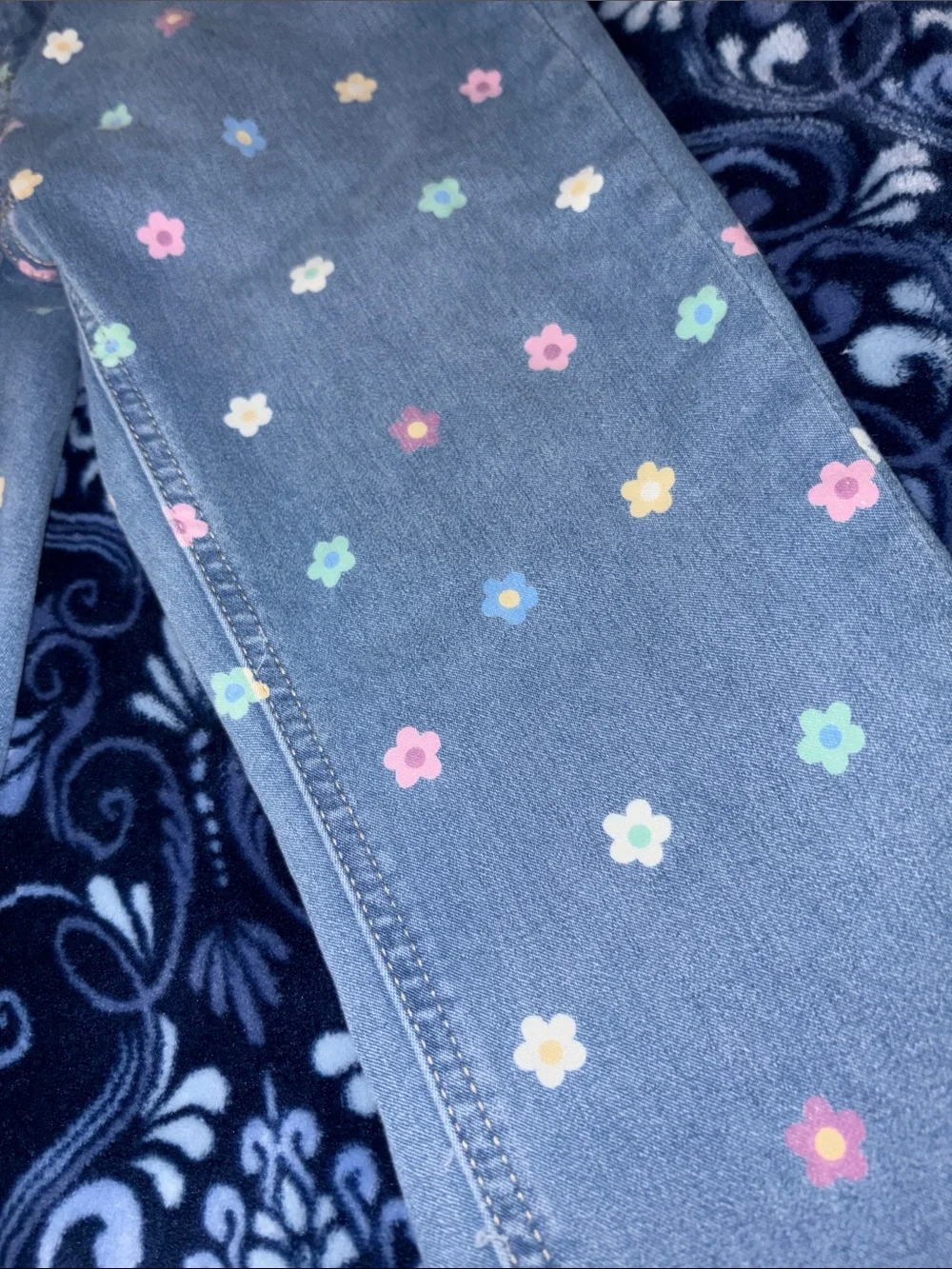 Girls' Floral Denim Jeans and Gray Leggings Set No Boundaries